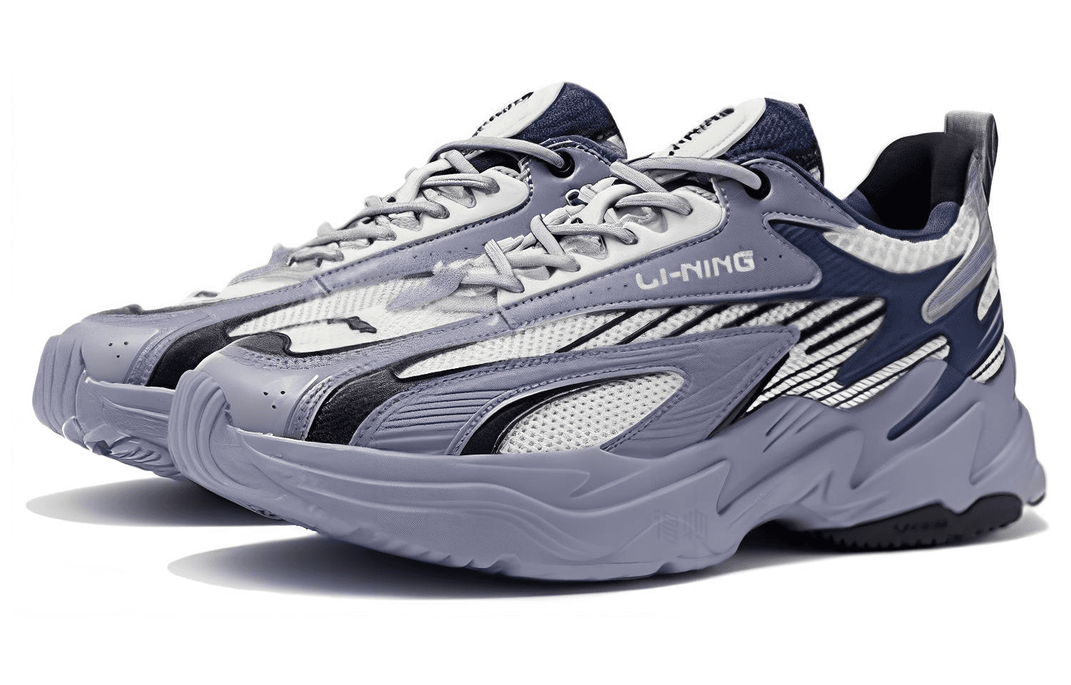LiNing Meteor Synthetic Leather Cushioning Anti-Slip Wear-Resistant Rebound Low-Top Casual Shoes Men's White Blue 6