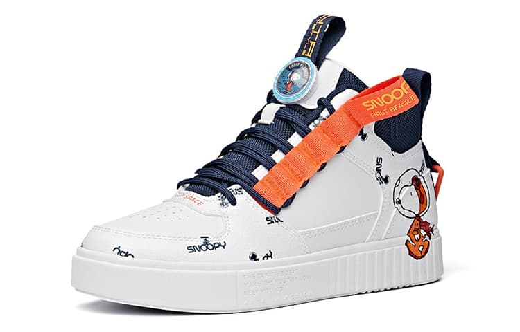 Anta High-Top Skateboard Shoes Women's White Blue Orange 4