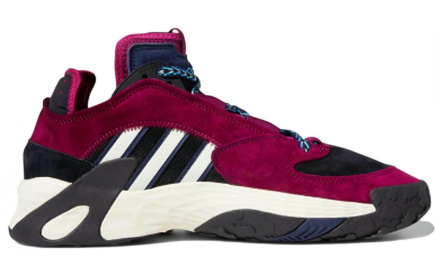 adidas originals Streetball Round Toe Comfortable Synthetic Leather Cushioned Slip-Resistant Wear-Resistant Low-Top Performance Basketball Shoes Men's Black Purple 3