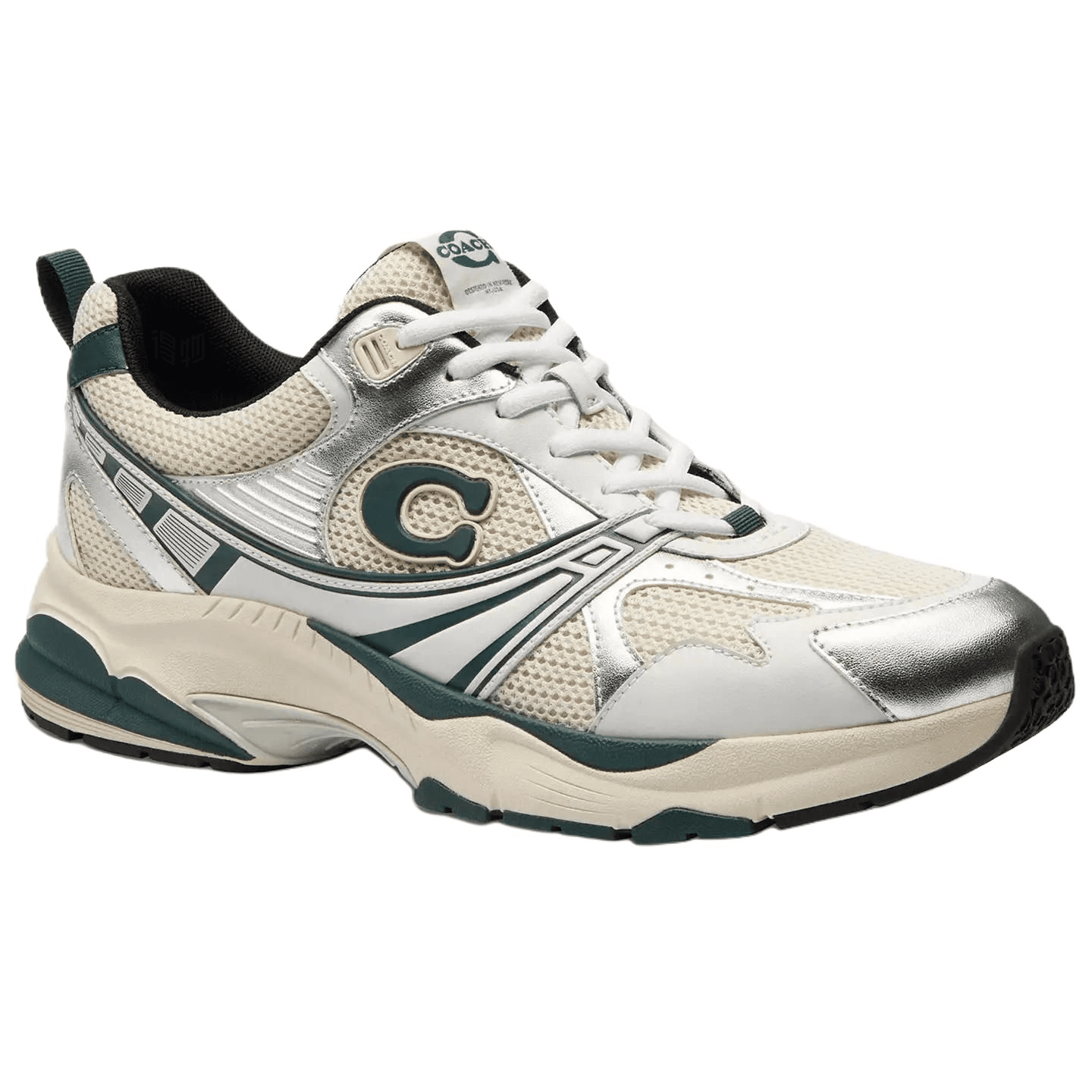 COACH Leather Round Toe Lace-Up Low-Top Casual Shoes Men's Green 5