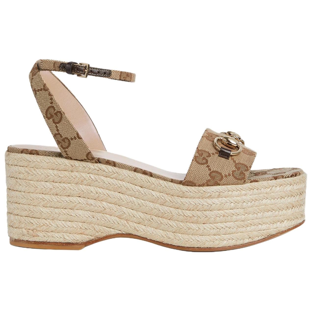 GUCCI Round Toe Buckle Strap Sandals 7.4cm Women's Dark Brown 4