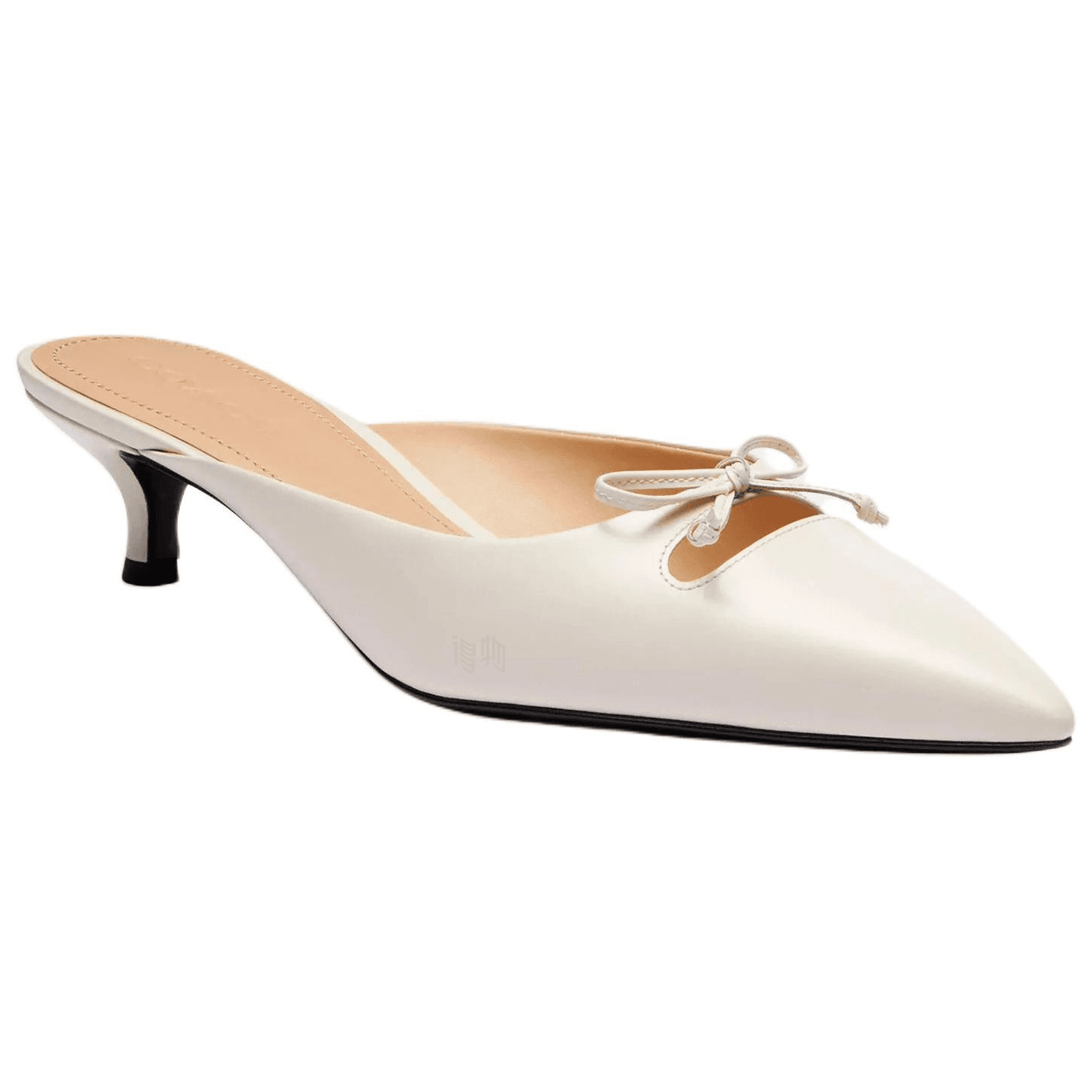 COACH Leather Pointed-Toe Slip-On Mule Slides 4.5cm Women's White 6