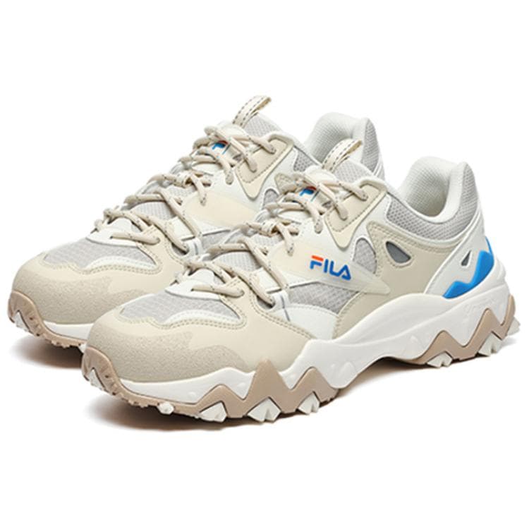 FILA Oakmont Europe Man 2 Cushioning Anti-Slip Wear-Resistant Breathability Low-Top Casual Shoes Men's Beige Blue 4