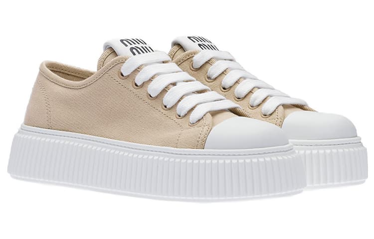 MIU MIU Low Top Stylish Skateboarding Shoes Women's Beige 3