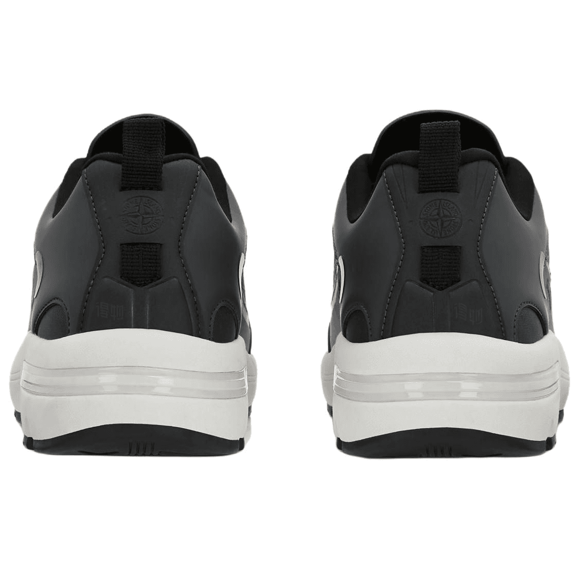STONE ISLAND Fabric Round-Toe Lace-Up Visible Stitching Low-Top Casual Shoes Men's Black 5