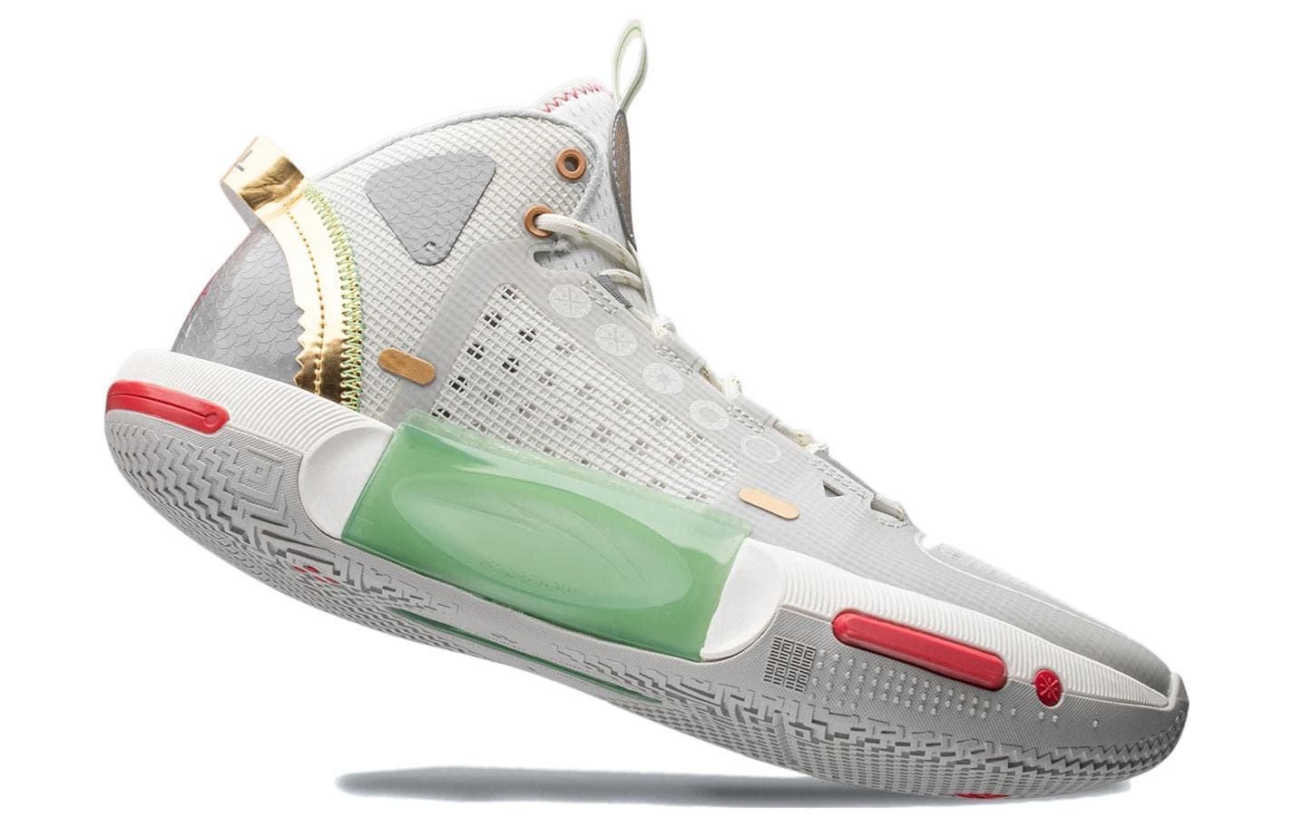 LiNing Shadow 4 Lightweight Rebound Mid-Top Basketball Shoes Gray Green 4