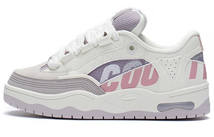 LINING CF Tracing Skateboard Shoes Women's Low-Top Ecru/Crane Purple Gray