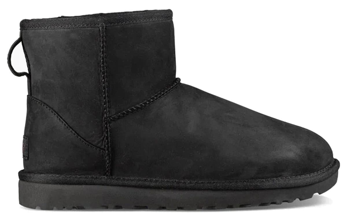 UGG Classic Mini Leather Snow Boots Black Women's 4