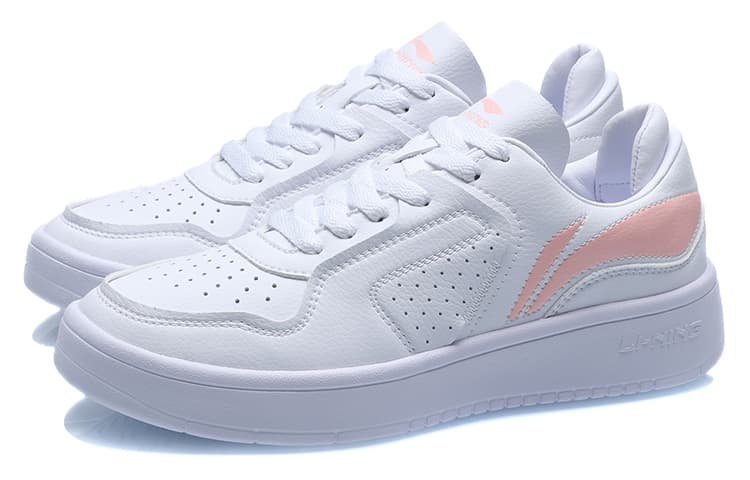 LiNing Street Player Slip Resistant Lightweight Breathable Low Top Skateboard Shoes Women's White Pink 6