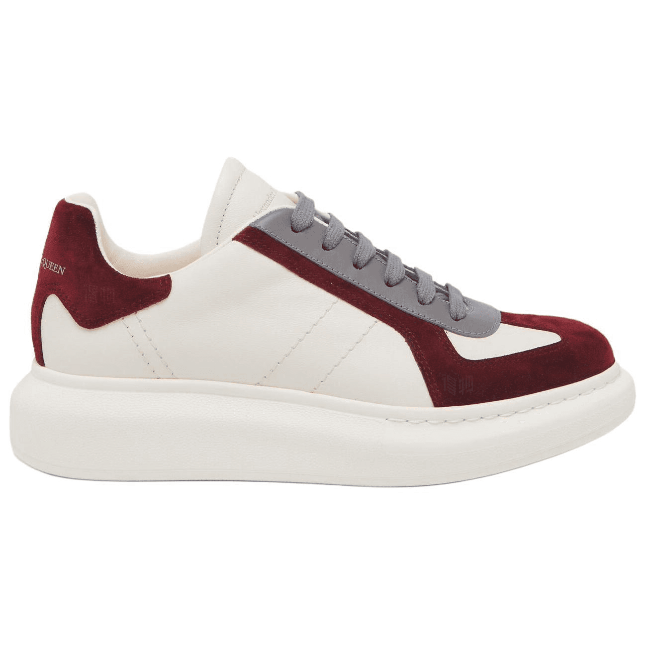 Alexander McQueen Leather Round-Toe Platform Low-Top Casual Shoes Women's White Red 4
