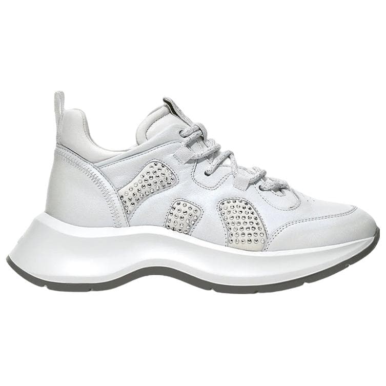 HOGAN H585 Leather Comfortable Sport Cushioning Slip-Resistant Wear-Resistant Lightweight Low-Top Lifestyle Shoes Women's White 3