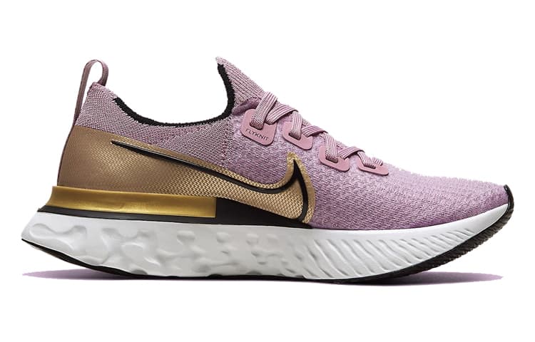 Nike React Infinity Run Flyknit Plum Fog Metallic Gold Women's 3