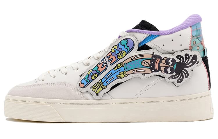 Steven Harrington LiNing Wave 180 Wear-Resistant Slip-Resistant High-Top Skateboard Shoes White