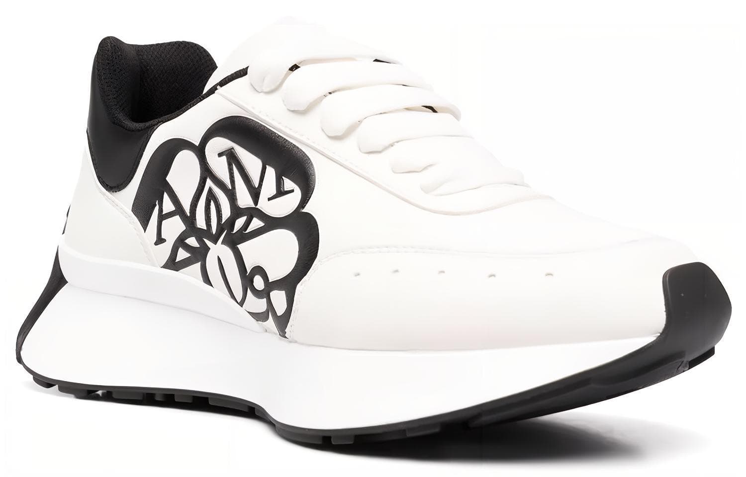 Alexander McQueen Sprint Runner Lace Up Sneakers 'White Black' Women's 3