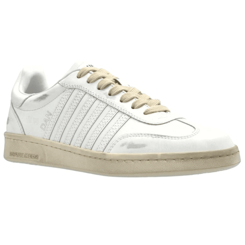 DSQUARED 2 Boxer Calfskin Round Toe Lace-Up Low-Top Sneakers Women's White 6