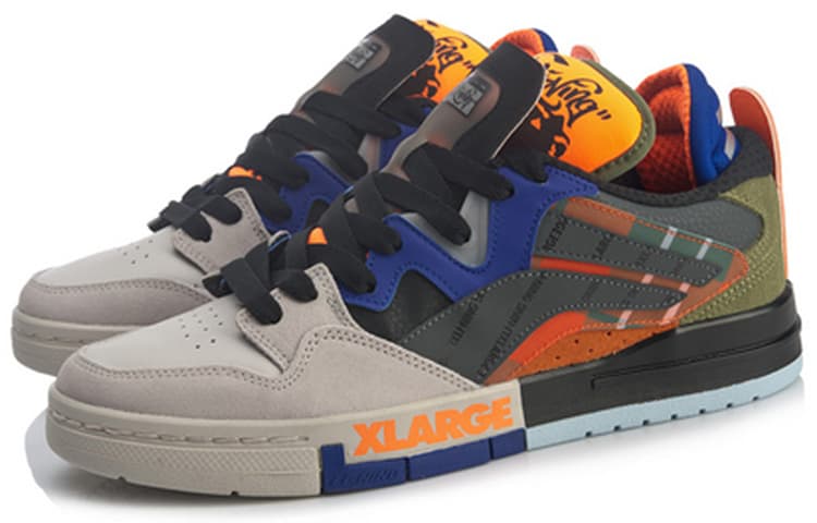 XLARGE x LiNing Coverage Anti-Slip And Wear-Resistant Low-Top Skateboard Shoes Men's Gray Orange 6