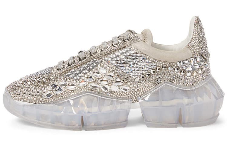 Jimmy Choo Diamond F Low-Top Sports Casual Shoes Women's Silver