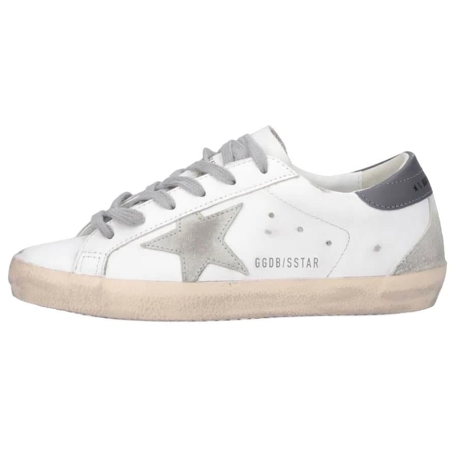 Golden Goose Super-Star Leather Round Toe Lace-Up Star Pattern Low-Top Skateboarding Shoes Women's Gray