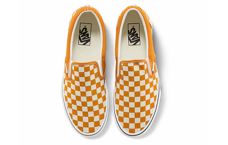 Vans Unisex Checkerboard Classic Slip On Sneakers Yellow/White 6