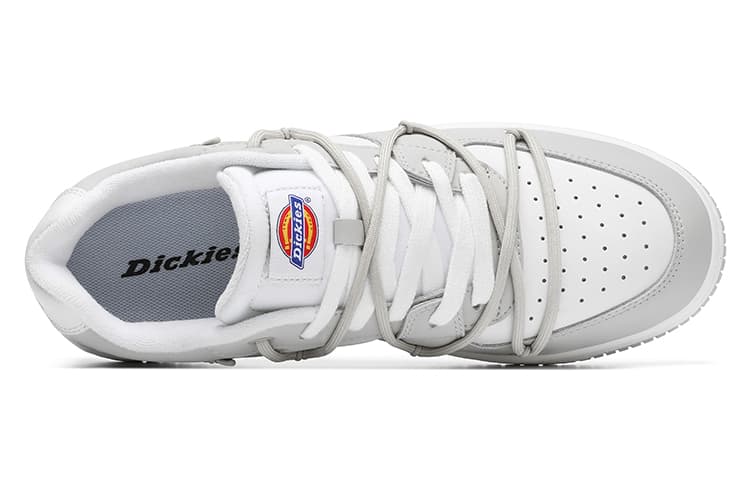 Dickies Anti-Slip Wear-Resistant Lightweight Breathable Low-Top Skateboard Shoes Men's White Gray 5