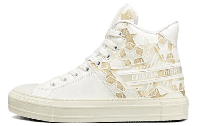 DIOR Walk'n'Dior Platform Shoes High-Top Stylish Skateboarding Shoes Women's Gold