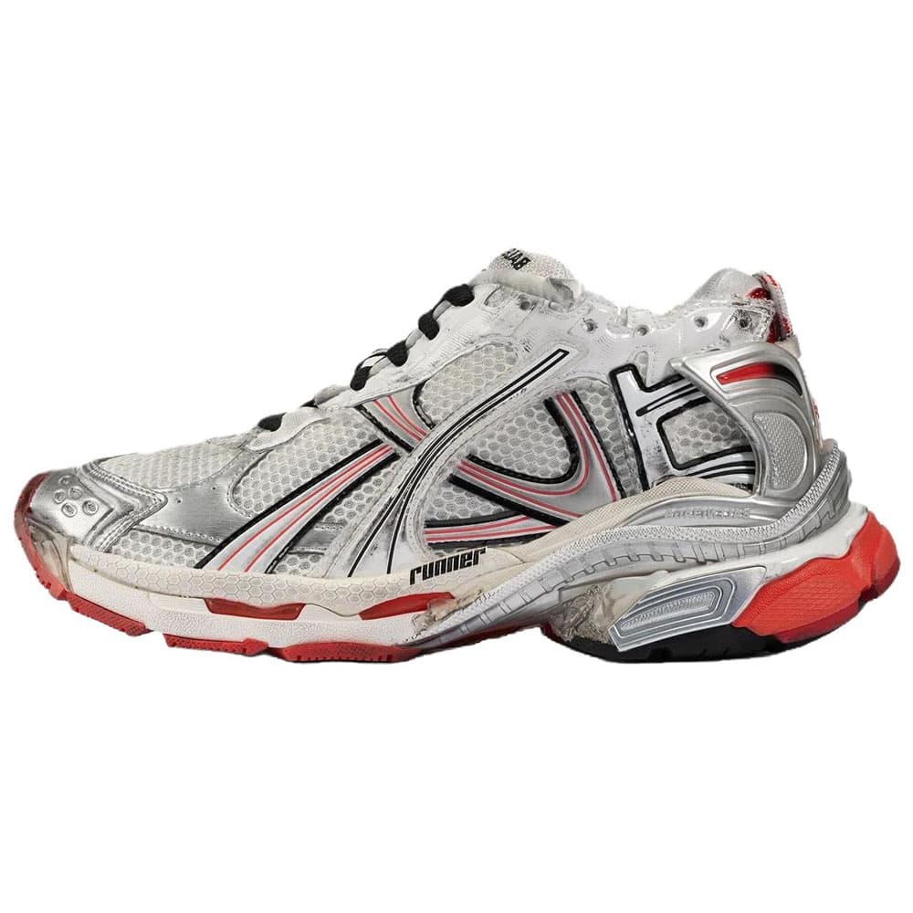 Balenciaga Mesh Runner Round Toe Lace-Up Low-Top Casual Shoes Men's Silver 2