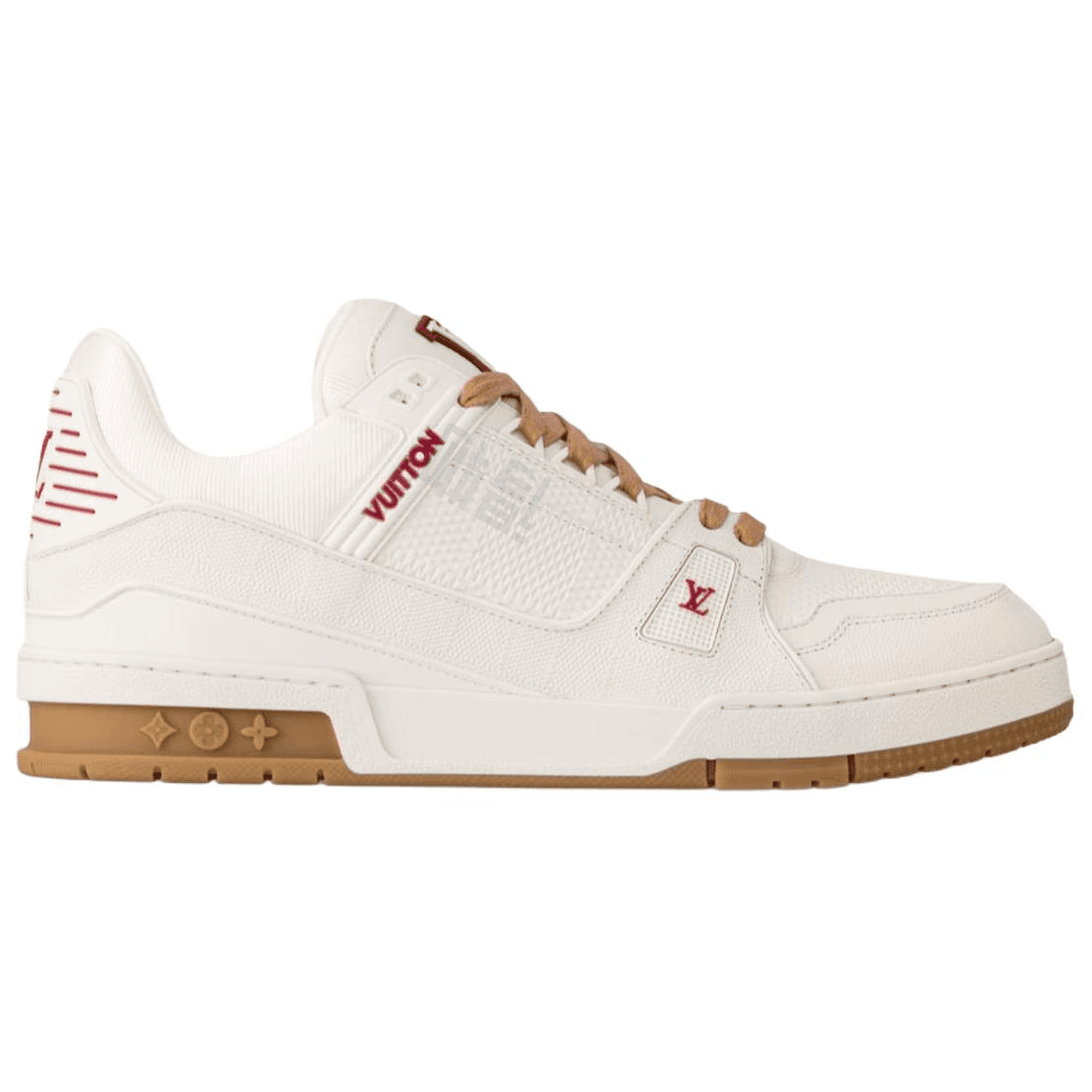 LOUIS VUITTON Trainer Men's Calfskin Round-Toe Lace-Up Low-Top Sneakers White 4