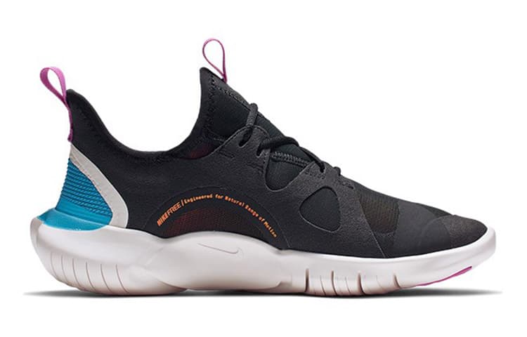 Nike Free RN 5.0 Cushioning Anti-Slip And Wear-Resistant Low-Top Kids' Running Shoes Black White Teenagers 4
