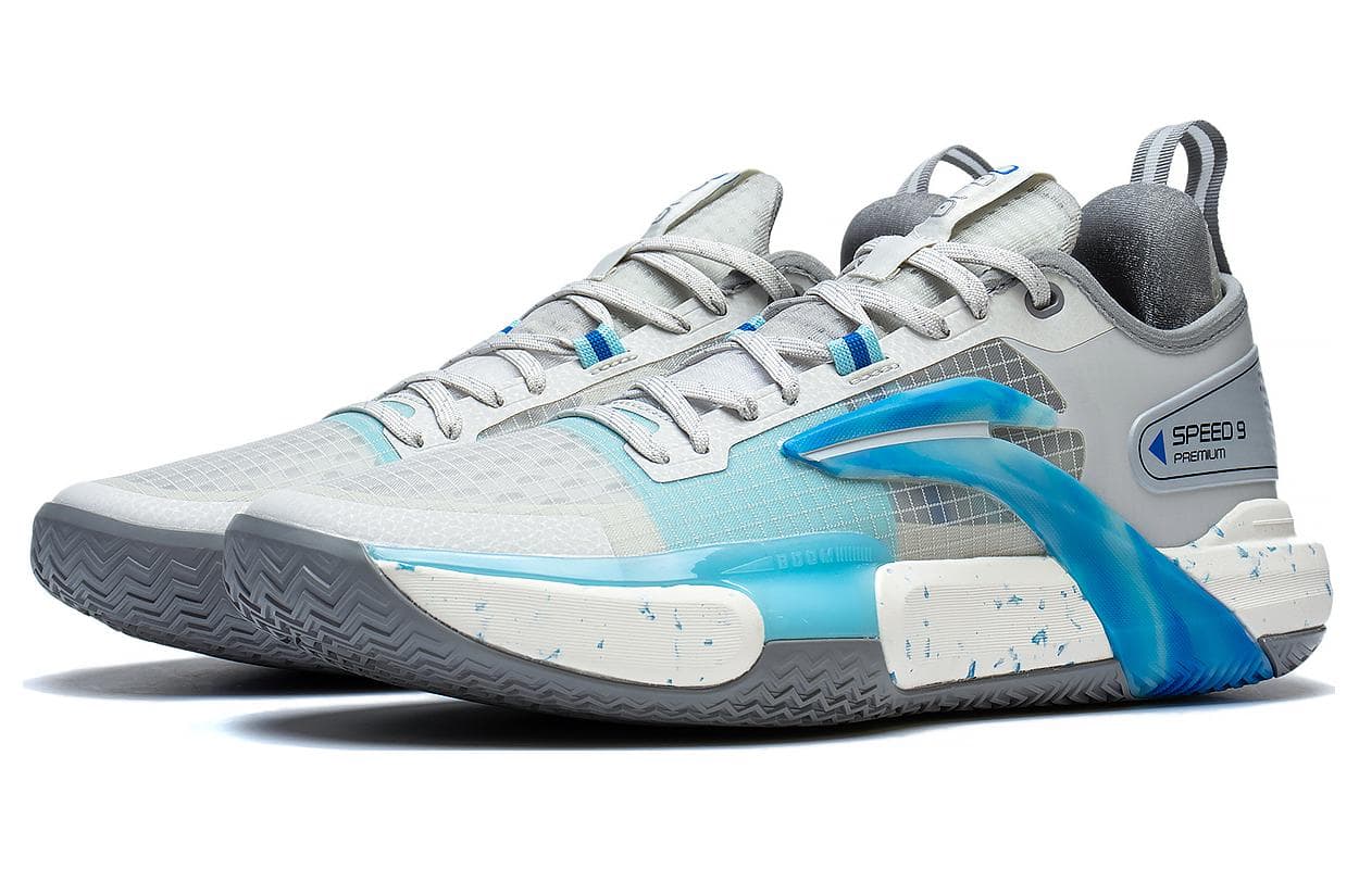 LiNing Speed 9 Premium PRM Anti-Slip Wear-Resistant Low-Top Basketball Shoes Men's Gray Blue 6