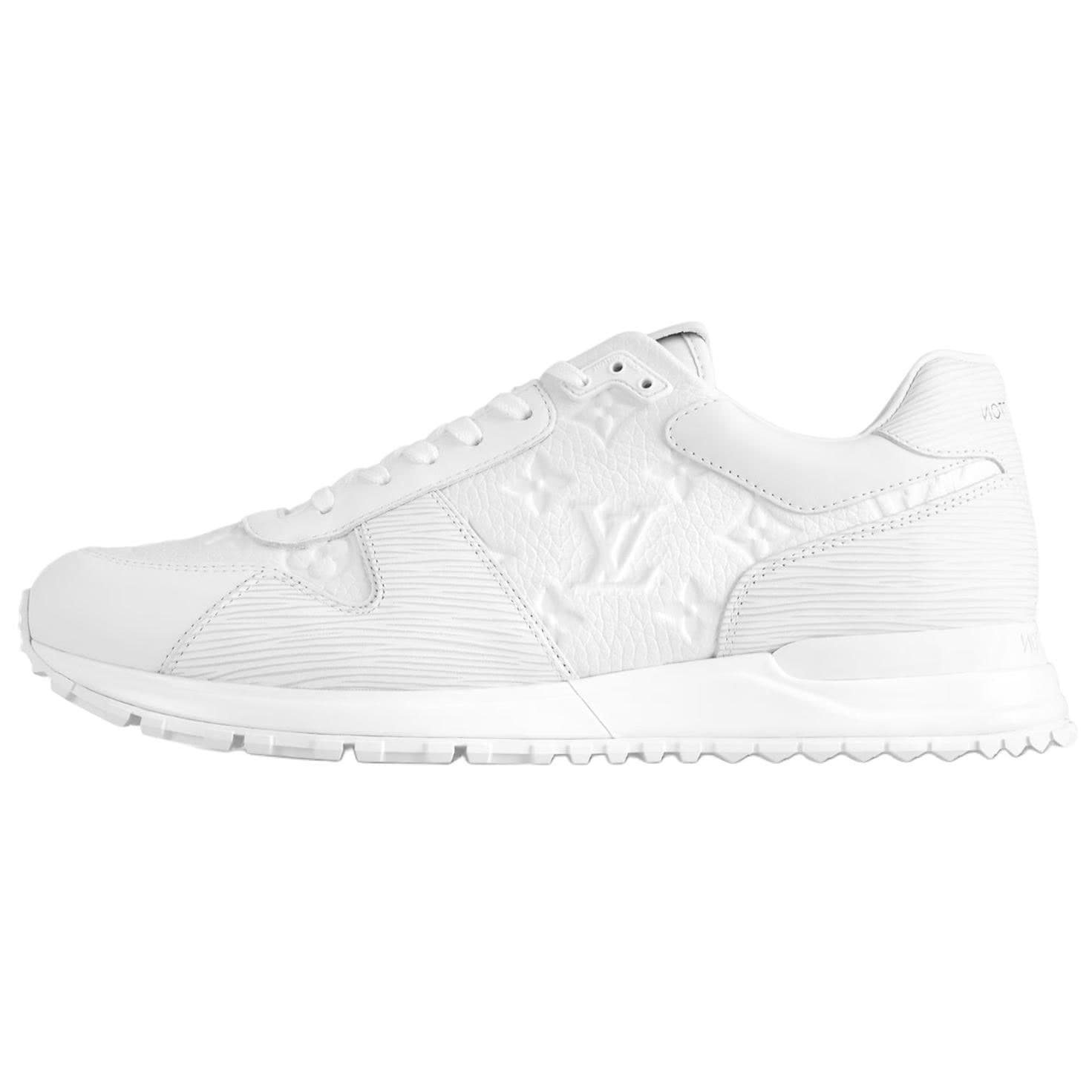 LOUIS VUITTON Run Away Calfskin Round-Toe Lace-Up Letter Embossed Low-Top Casual Shoes Men's White 2