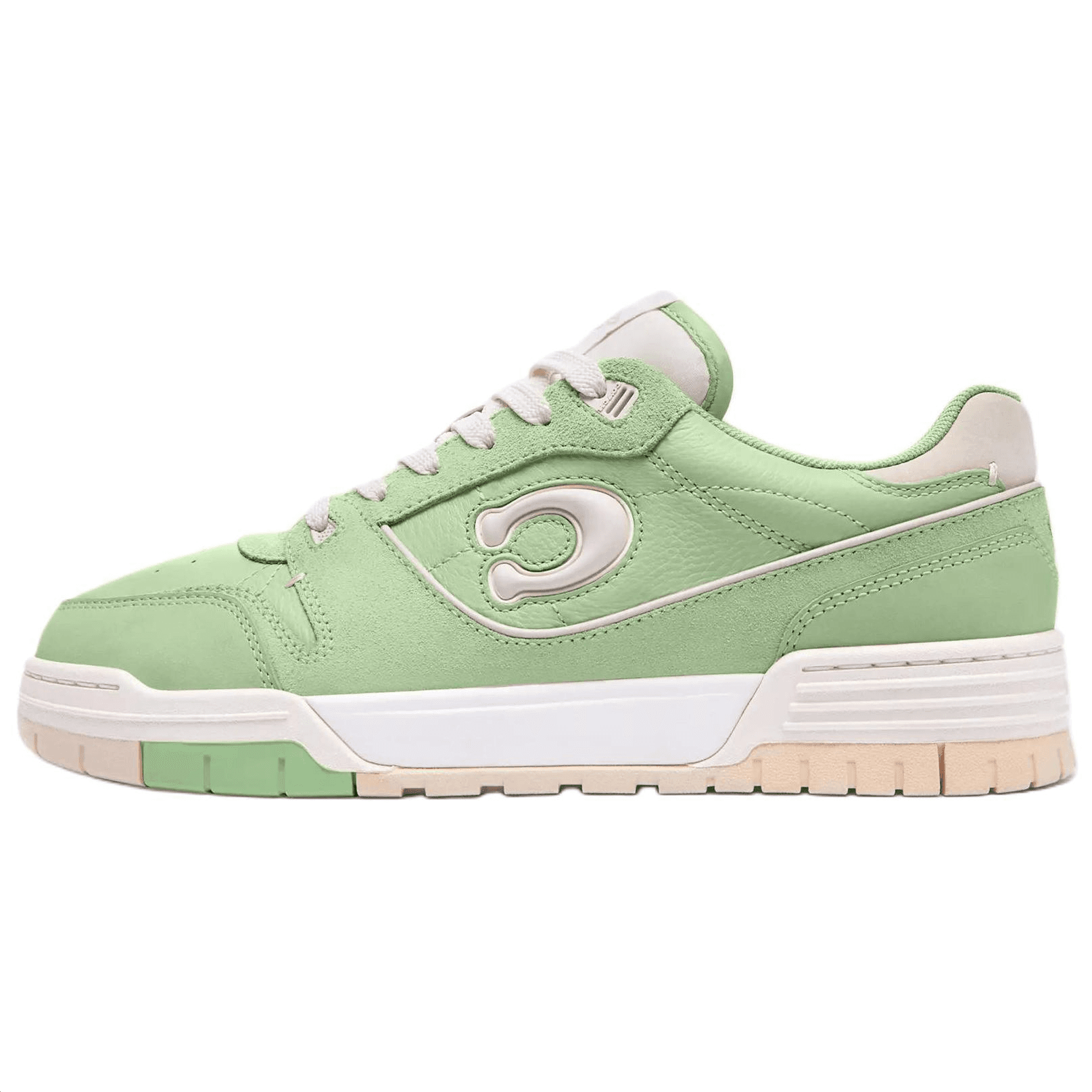 COACH Soho Leather Suede Round-Toe Lace-Up Low-Top Skate Shoes Women's Green