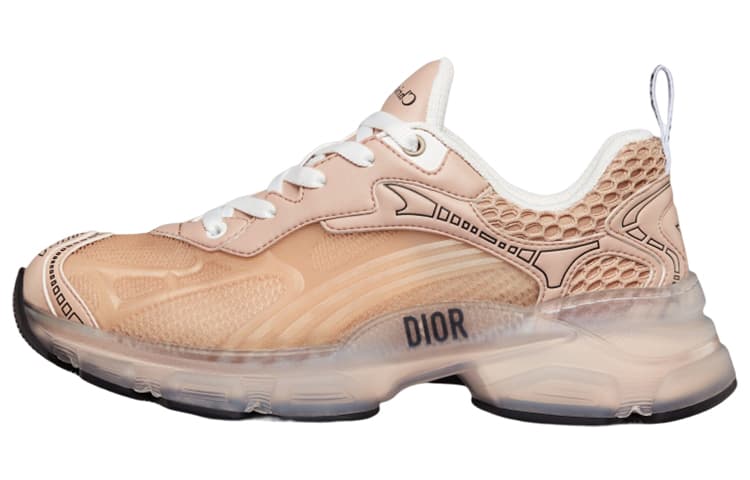 DIOR Vibe Monogram Mesh Technical Fabric Logo Low-Top Sneakers Women's Nude 2