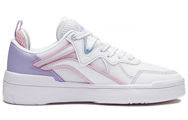LINING Wave Skateboard Shoes Women's Low-Top Standard White/Light Pink/Bad Little Purple 3
