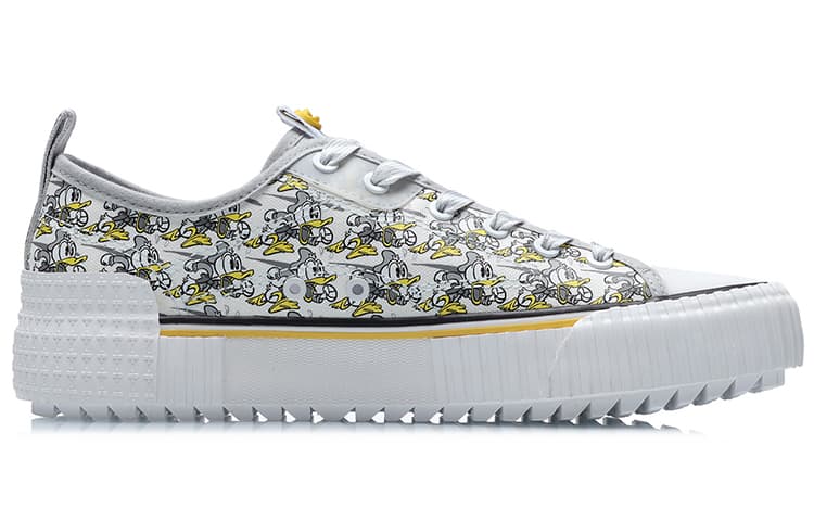 DISHINI LiNing Breathable Slip-Resistant Cushioning Low-Top Skateboard Shoes Unisex Gray White 3