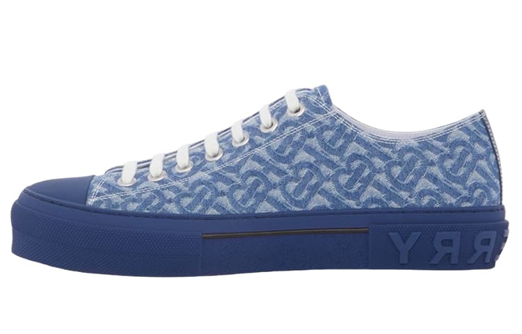 Burberry Low Top Skateboard Shoes Men's Denim Blue 2