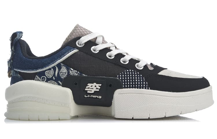 LiNing Wave Skateboard Shoes Men Low-Top Gray Black/Blue 4