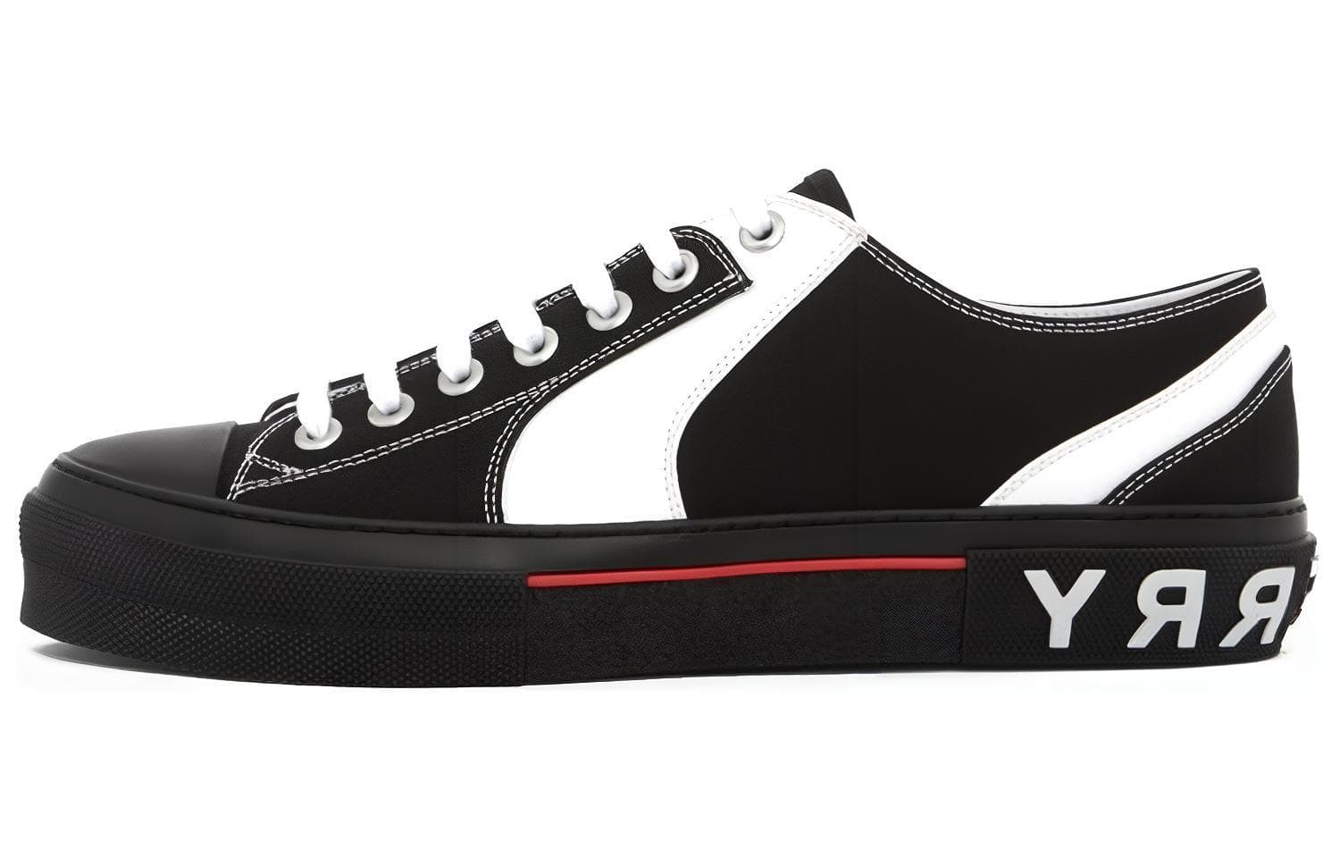 Burberry Colorblock Low Top Canvas Sneaker Black White 2