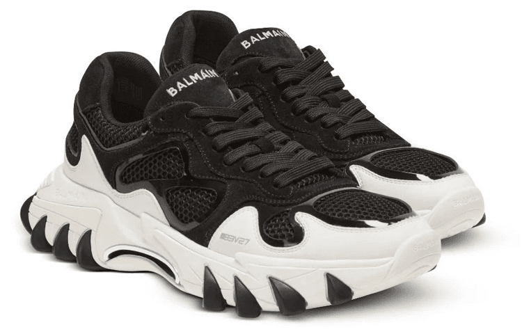 BALMAIN Mesh Low-Top Lace-Up Durable Casual Shoes Men's Black 3