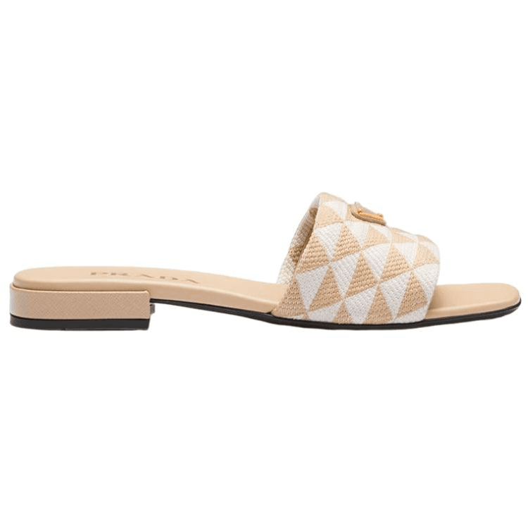 PRADA Slide Slippers Women's Ecru 4