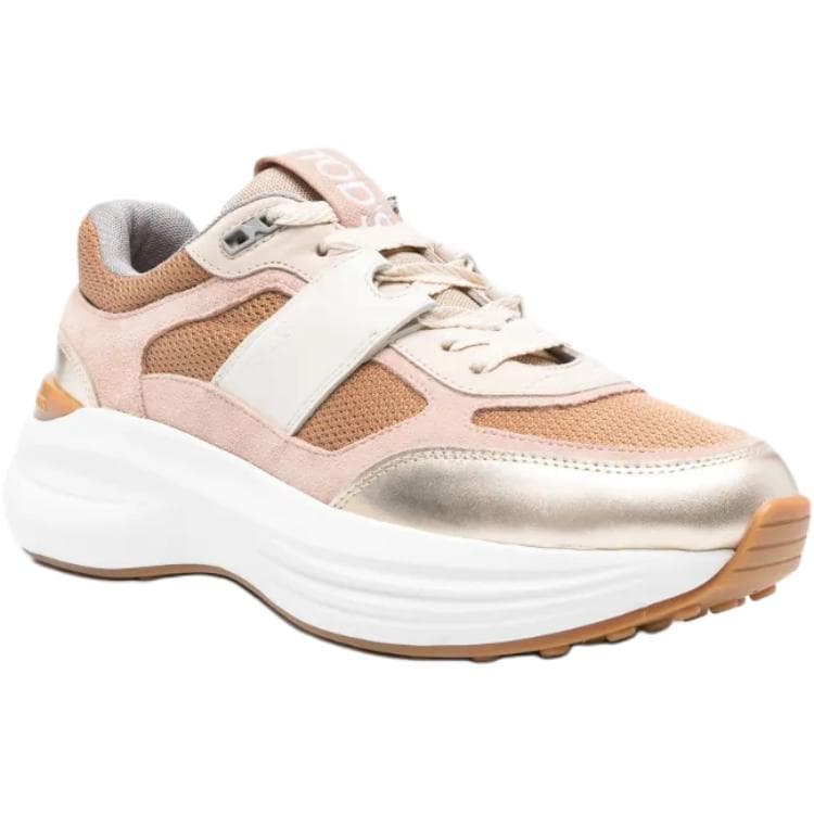 TOD'S Calfskin Round Toe Lace-Up Low-Top Casual Shoes Women's Orange 5