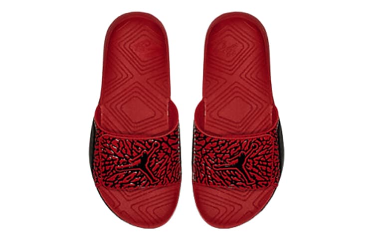 JORDAN Hydro 7 Red Burst Crack Slippers Gs 6