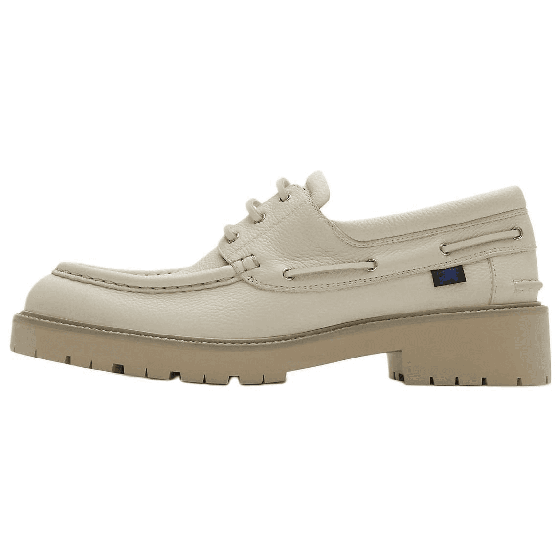Burberry Calfskin Round Toe Lace-Up Casual Shoes Men's Beige
