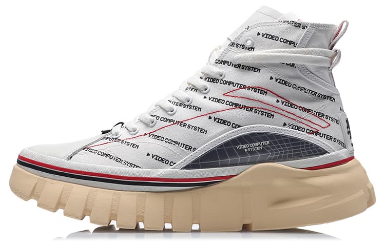 LiNing Wave Casual Shoes Women's High-Top White Black 2