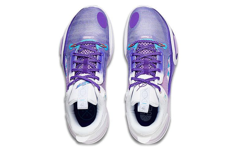 LiNing All City 11 Snow Mountains Cushioning Anti-Slip And Wear-Resistant Low-Top Basketball Shoes Men's Purple White 6