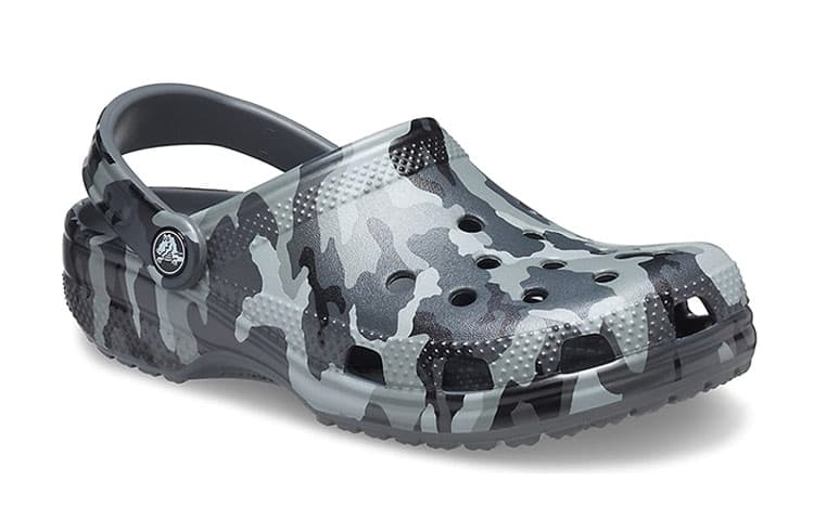 Crocs Beach Sandals Gray Camouflage Unisex 6