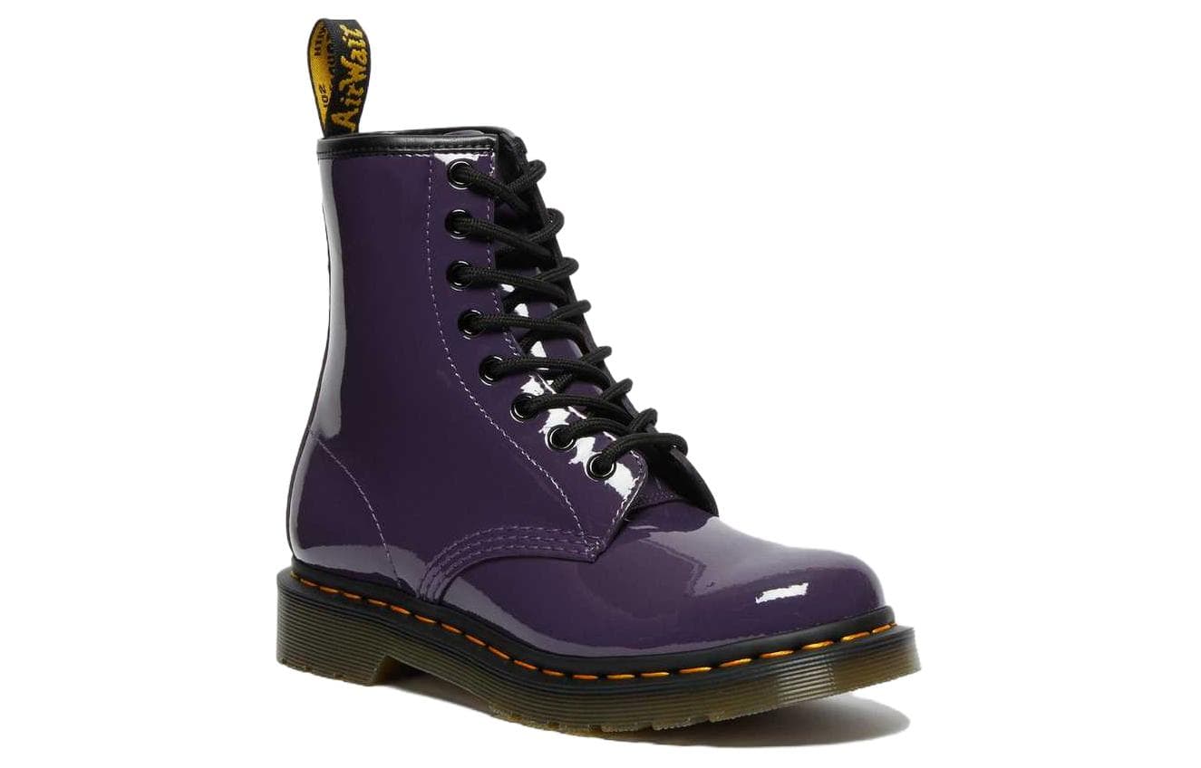 Dr.Martens Lens Patent Leather 8 Martin Boots Black Purple Women's 6