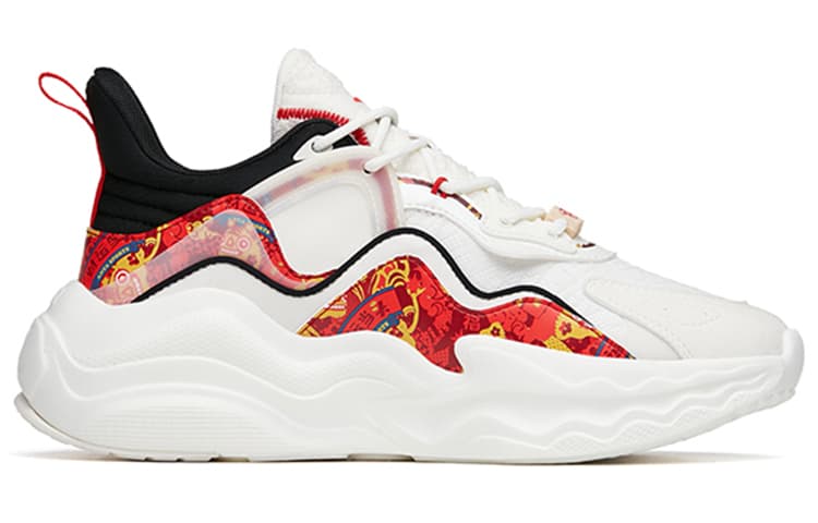 My King Mansleep x Anta MIX4 Cushioning Anti-Slip And Wear-Resistant Low-Top Chunky Sneakers Women's White Red 4