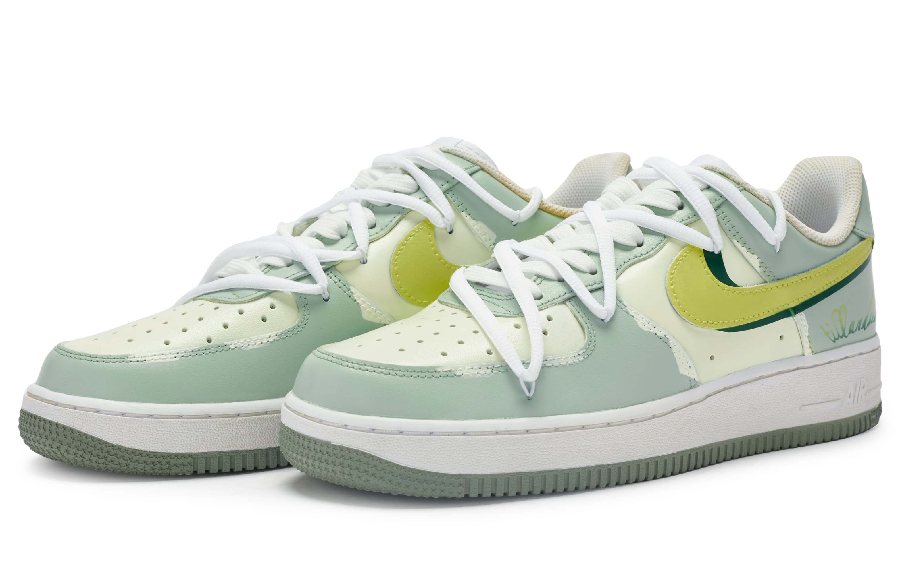 Nike Air Force 1 Low Low-Top Skateboard Shoes Men's Beige Yellow Green 6