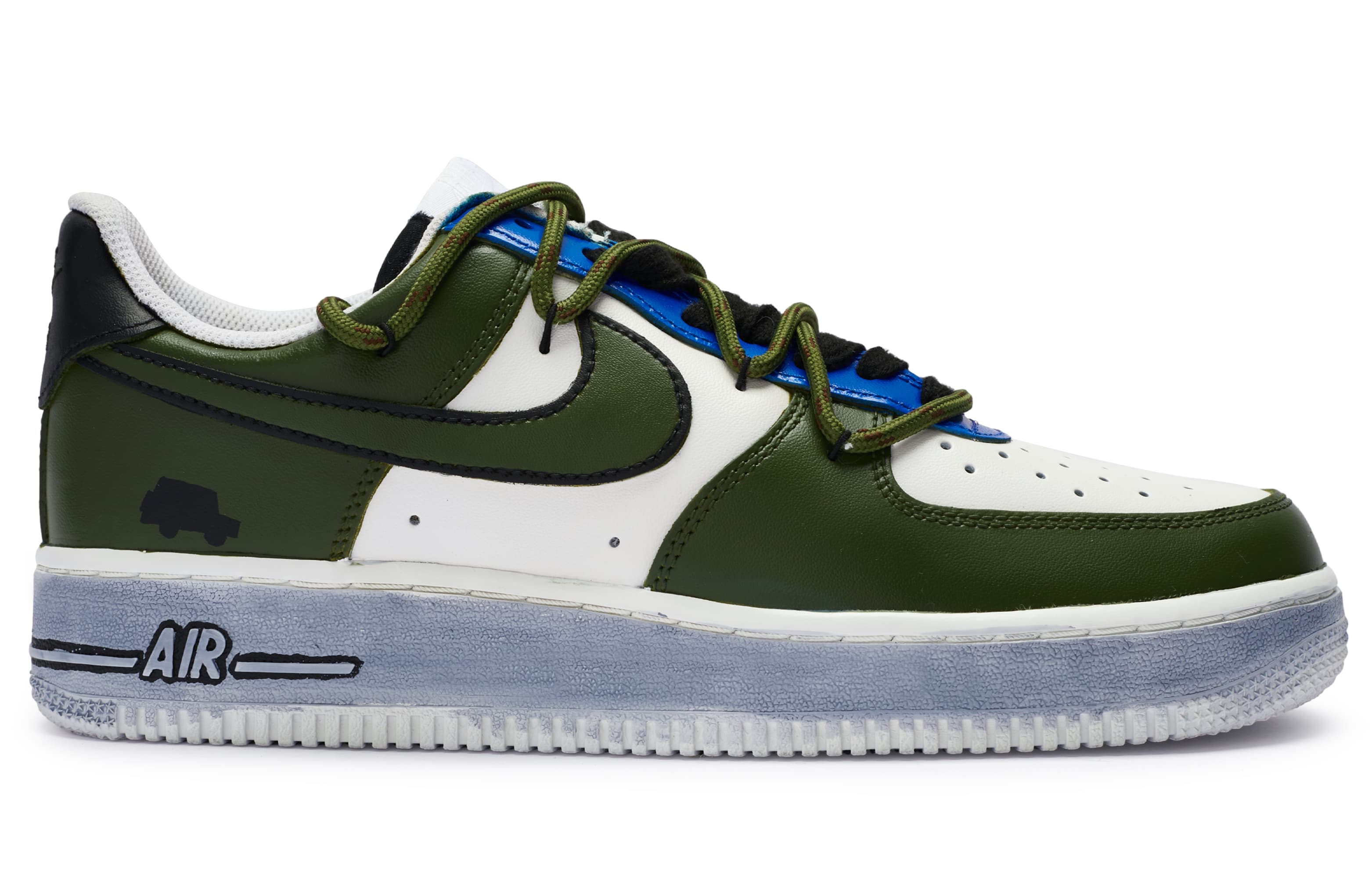 Nike Air Force 1 Low Top Skateboard Shoes Men's Army Green White 3