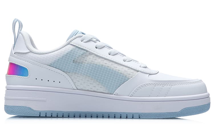 LiNing NO.258 Waterproof And Wear-resistant Low-Top Skateboard Shoes Women's White Blue 4